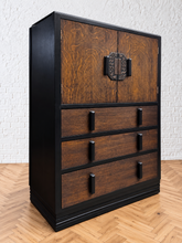 Vintage Oak Cocktail Cabinet with Art Nouveau-Inspired Detailing