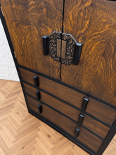 Vintage Oak Cocktail Cabinet with Art Nouveau-Inspired Detailing
