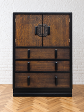 Vintage Oak Cocktail Cabinet with Art Nouveau-Inspired Detailing