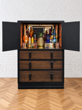 Vintage Oak Cocktail Cabinet with Art Nouveau-Inspired Detailing