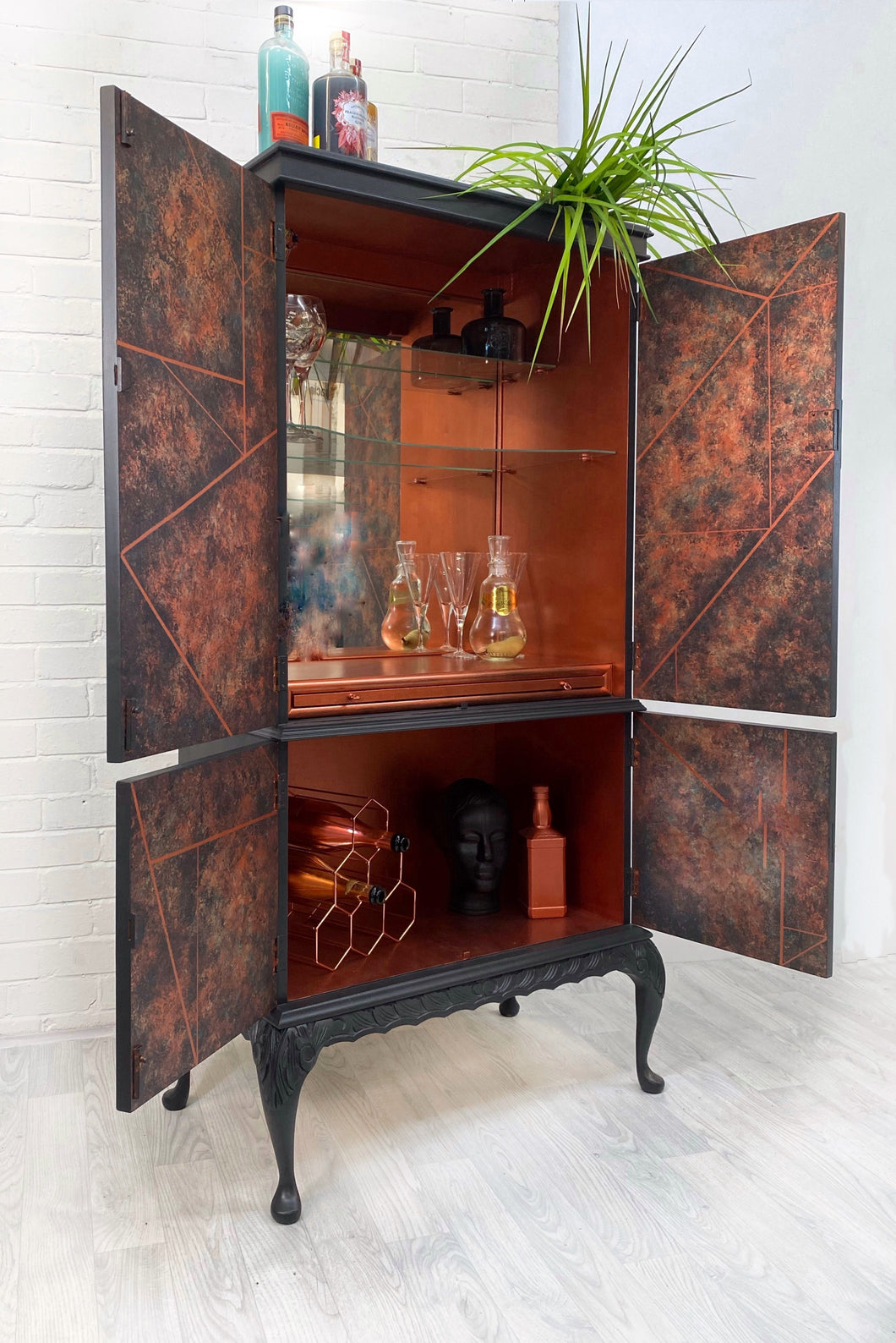Copper and Black Vintage Drinks Cabinet