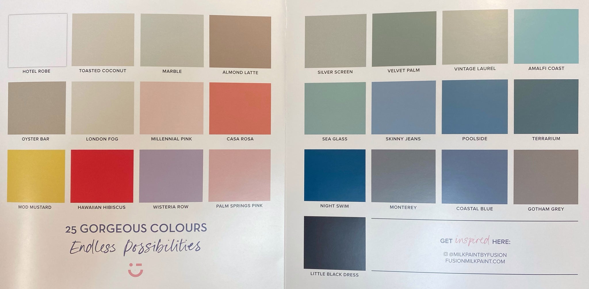 Milk Paint by Fusion - Printed Paint Chart Colour Me KT Milk Paint by Fusion - Printed Paint Chart Colour Me KT