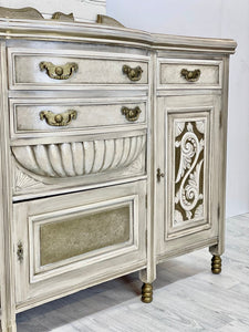 Ornate Sideboard, Carved Sideboard, Cream Taupe Sideboard
