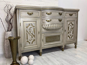 Ornate Sideboard, Carved Sideboard, Cream Taupe Sideboard