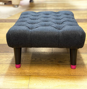 Pink and Grey Buttoned Footstool