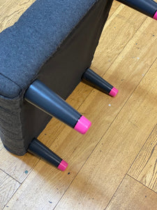Pink and Grey Buttoned Footstool