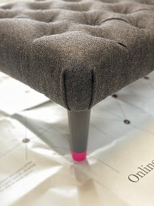 Pink and Grey Buttoned Footstool
