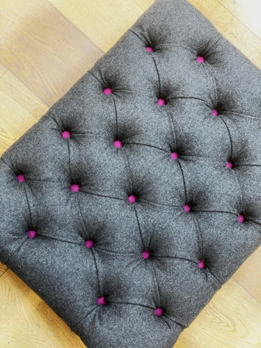 Pink and Grey Buttoned Footstool